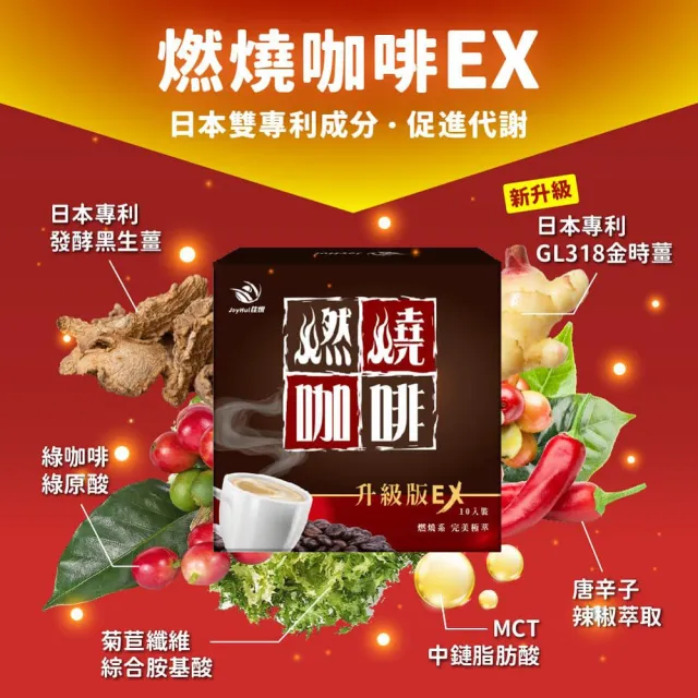 【JoyHui 佳悅】燃燒咖啡EX x2盒(10包/盒 代謝型拿鐵窈窕防彈咖啡)