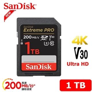 【SanDisk 晟碟】[全新版 再升級] 1TB Extreme PRO SDXC V30 記憶卡 200MB/s(專業攝影 原廠永久保固)