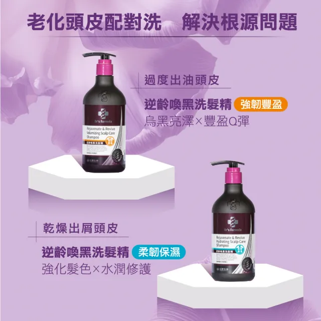【Dr’s Formula 台塑生醫】逆齡喚黑洗髮精580g 3入組(任選/官方直營)