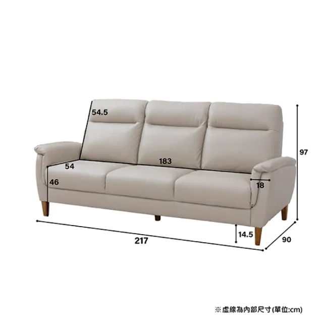【NITORI 宜得利家居】◎半皮3人用沙發 HIGH GRADE LGY(沙發) 