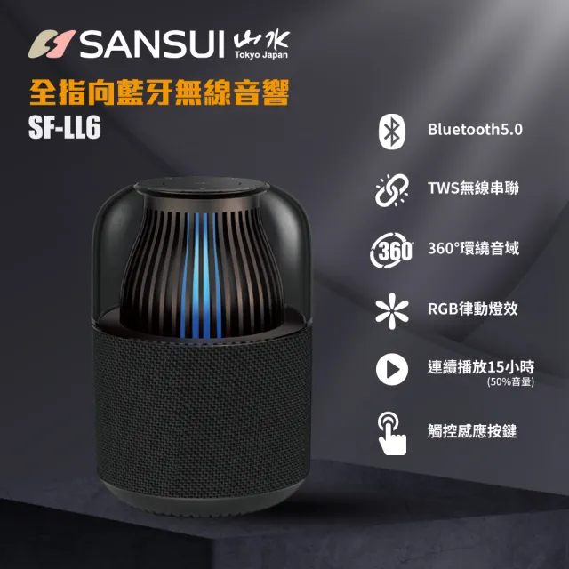 【SANSUI 山水】360度全指向無線藍芽喇叭(SF-LL6)