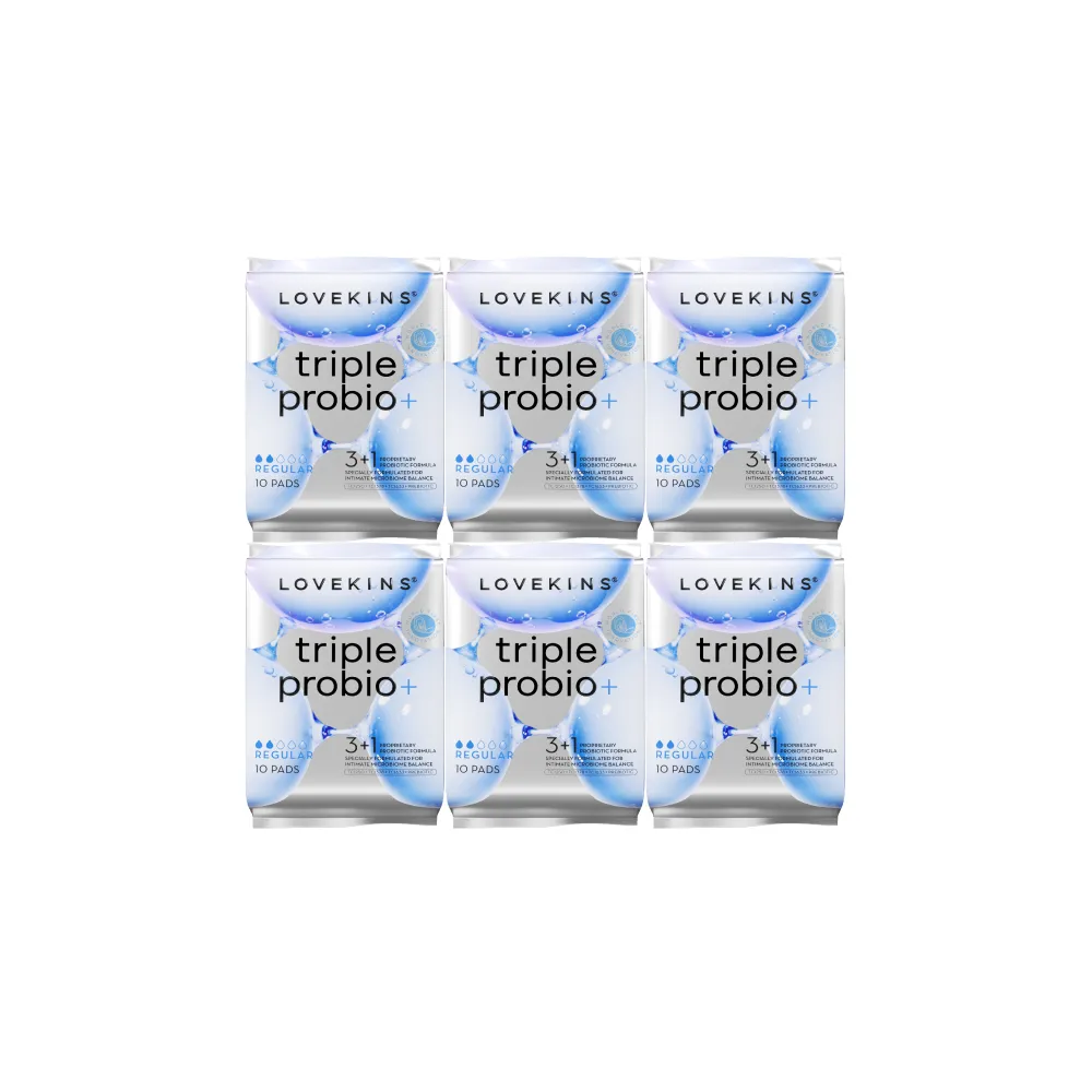 【Lovekins】Triple probio 益菌衛生棉 6入組(專利益生菌/敏感肌可用/多尺寸/245mm/290mm/360mm/大江生活)