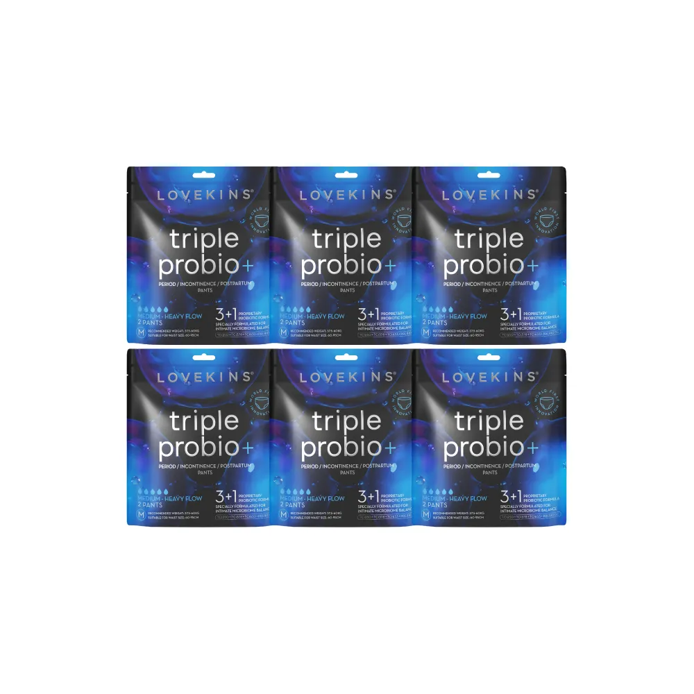 【Lovekins 沐歆】Triple probio 益菌安心褲 6入組(專利益生菌添加/褲型衛生棉/敏感肌可用/大江生活)