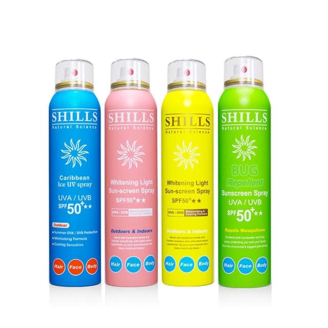 【SHILLS 舒兒絲】很耐曬防曬冰鎮噴霧4入組SPF50＋★★★★★(防曬噴霧/涼感降溫)