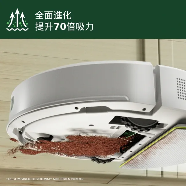 【iRobot】新機 Roomba 105 Combo 自動集塵掃拖機器人(自動倒垃圾/70倍吸力/深層拖地/快速建圖/不斷電續掃)
