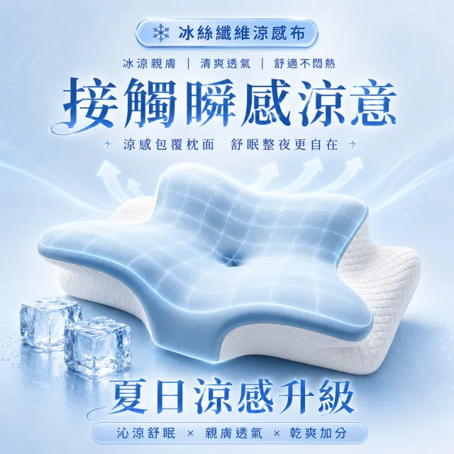【MIT iLook】皇の夢枕-6D護頸除鼾釋壓好眠涼感蝶型記憶枕頭1入(2.0升級版)
