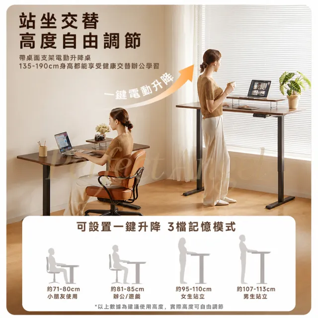 【Perfect angel】電動升降桌-140CM｜附增高架（電腦桌/書桌/工作桌/辦公桌/三色可選）