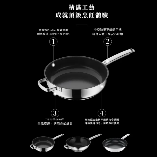 【WMF】Durado 陶瓷不沾雙鍋組(深煎鍋28cm+平底鍋24cm)