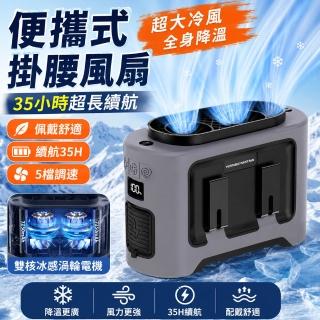 Eco森活 雙出風掛腰風扇 14500mAh（液晶數顯 五段風速 LED照明 邊充邊用 防汗防塵）