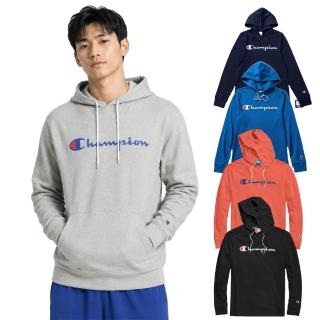 【Champion】冠軍 草寫印刷logo 春秋薄款 長袖 帽T 上衣(美國進口平行輸入)
