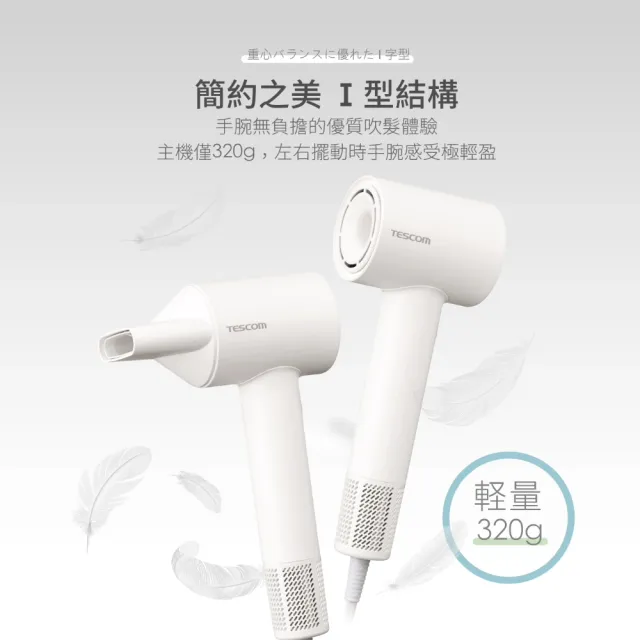 【TESCOM】官方直營 專業負離子吹風機 白色 TD760TW