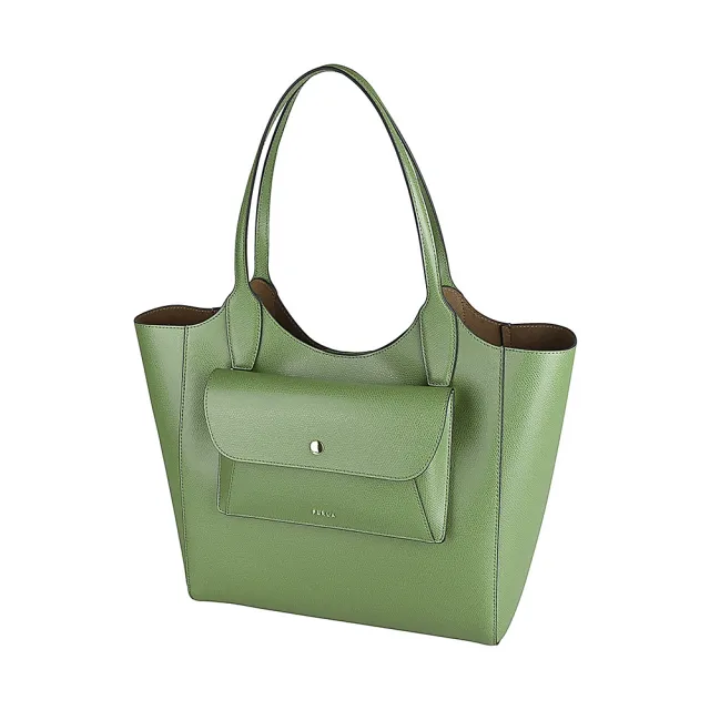 【FURLA 芙拉】FURLA Lea小牛皮磁釦式小斜背/肩背托特包(中/酪梨綠)