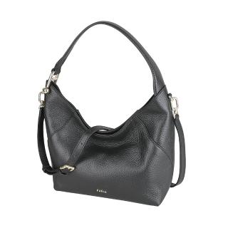 【FURLA 芙拉】FURLA Lara小牛皮磁釦肩/斜背流浪漢包(小/黑)