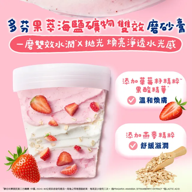 【Dove 多芬】果萃海鹽礦物雙效磨砂膏250g(青梨麝香葡萄香/草莓覆盆子香)