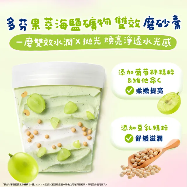【Dove 多芬】果萃海鹽礦物雙效磨砂膏250gx2入(青梨麝香葡萄香/草莓覆盆子香)