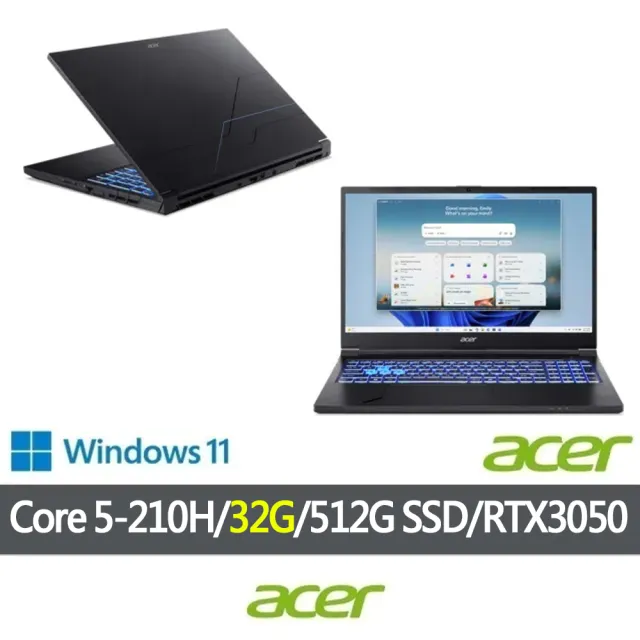 【Acer 宏碁】特仕版 15.6吋效能電競筆電(A715-59G-55LN/Core 5-210H/16G+16G/512G SSD/RTX3050/Win11)