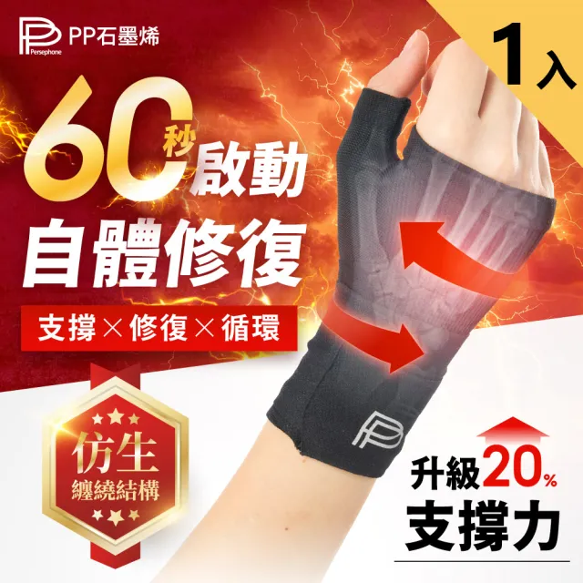 【PP 石墨烯】石墨烯粒線能量修復護腕1入(護手腕 媽媽手 滑鼠手)