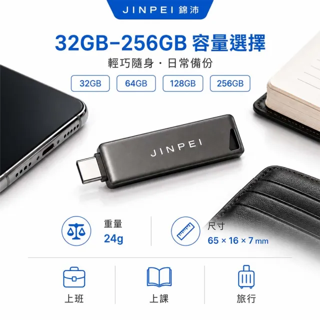 【JINPEI 錦沛】64GB USB3.2 Type-C雙介面隨身碟