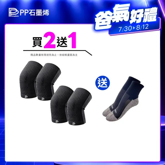 【PP 石墨烯】石墨烯能量護膝2雙(3D立體包覆 穩定支撐)