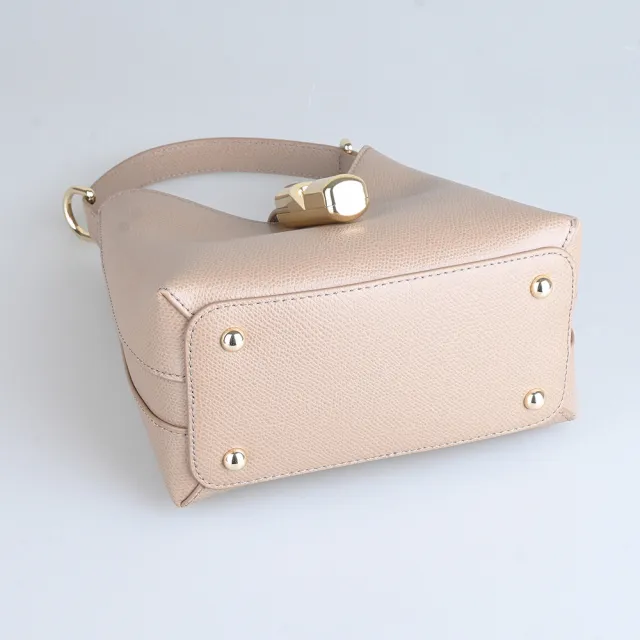 【FURLA 芙拉】FURLA精品小牛皮兩用手提斜背包(迷你/奶茶灰)