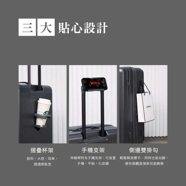 【GTG】旅快箱 20吋前開/上掀登機箱 (商務出差/雙充電孔/筆電層/杯架/擴充/行李箱)