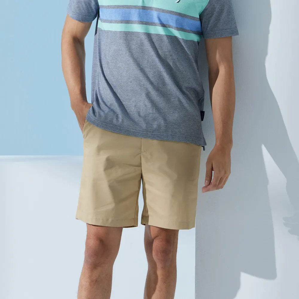 【NAUTICA】男裝 經典素面休閒短褲(卡其)