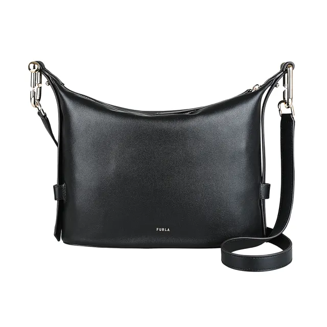 【FURLA 芙拉】FURLA精品小牛皮肩背斜背包(中/黑)