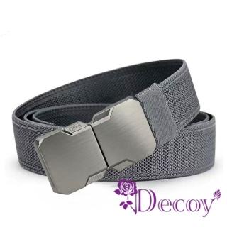 【Decoy】交叉立體 簡約自動扣頭尼龍寬腰帶/灰