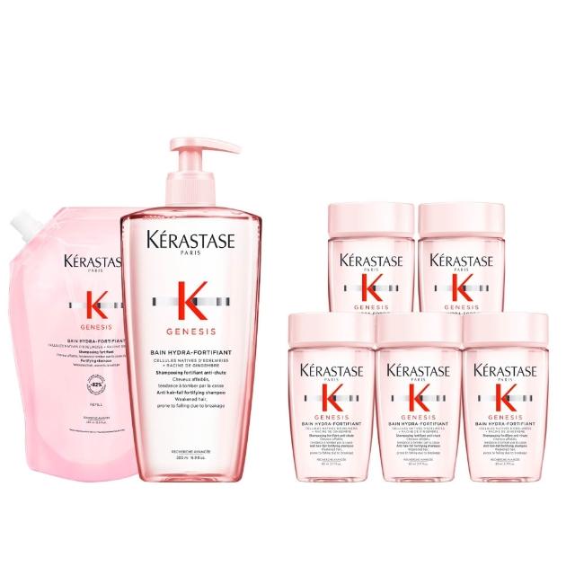 【KERASTASE 巴黎卡詩】粉漾芯生髮浴永續組(清爽型/一般型髮浴500ml+清爽型補充包500ml)