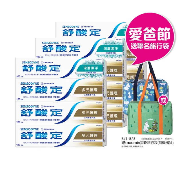 【SENSODYNE 舒酸定】日常防護 長效抗敏牙膏超值12入組(多元護理120g*9+深層潔淨100g*3)