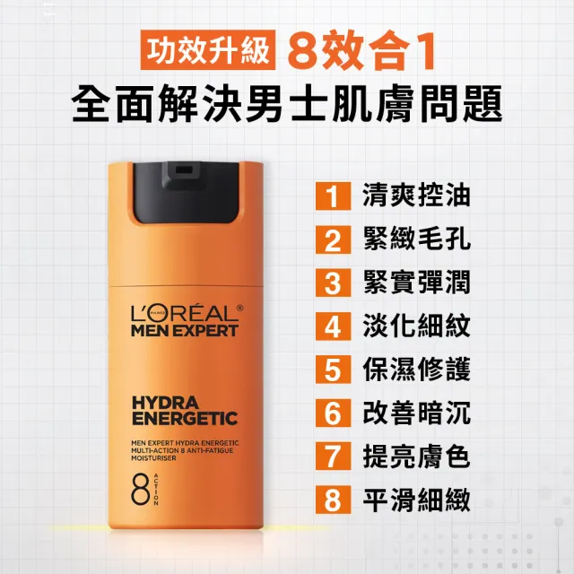 【L’OREAL Paris 巴黎萊雅】8效勁能保濕乳液50ml_2入組