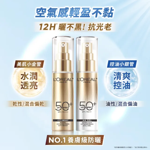 【L’OREAL Paris 巴黎萊雅】多效防護輕裸美肌乳30ml_美肌小金管/控油小銀管(防曬/妝前)