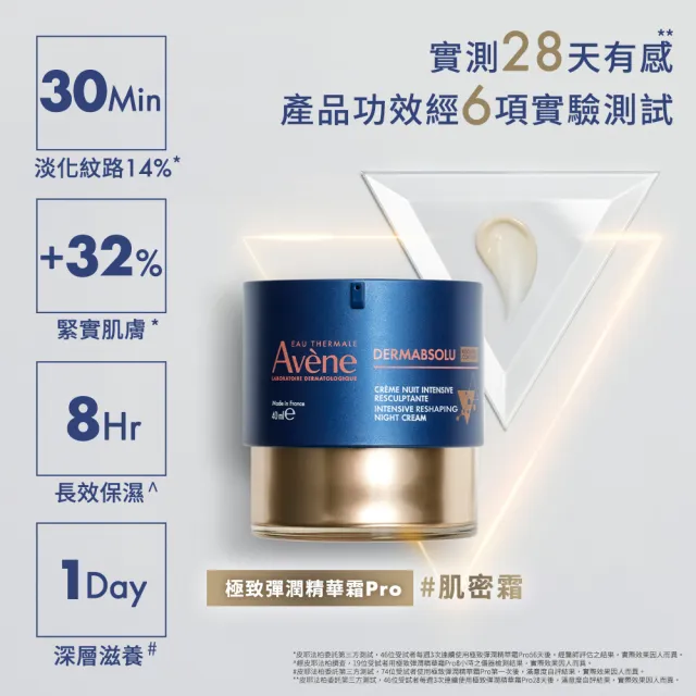 【Avene 雅漾】官方直營 極致彈潤PRO肌密白金雙星組(精華霜40ml+精萃30ml)