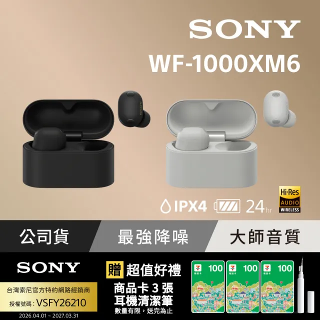 【SONY 索尼】WF-1000XM6 旗艦真無線藍牙耳機 (公司貨 保固12+6個月)