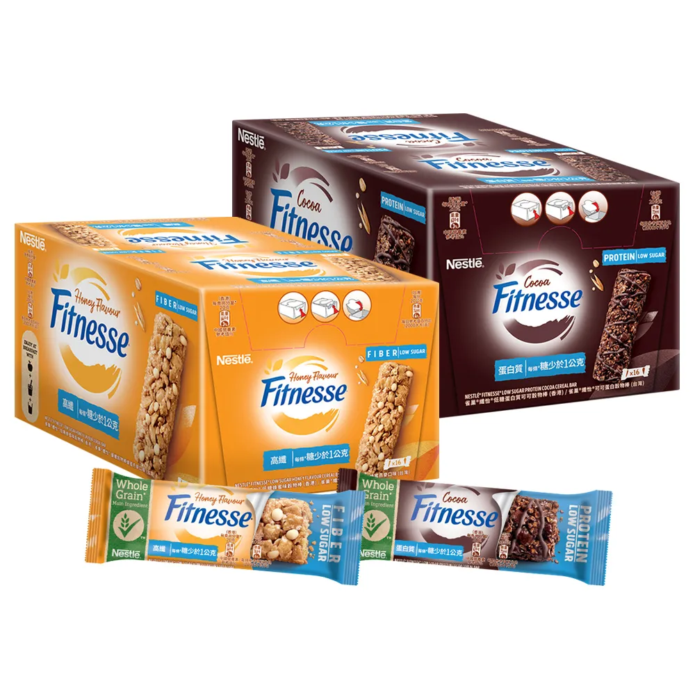 【Nestle 雀巢】纖怡可可蛋白穀物棒16入/蜂蜜燕麥穀物棒 任選