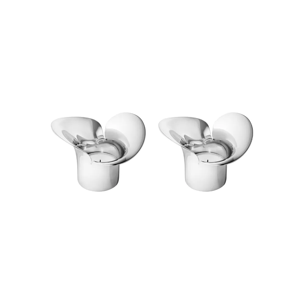 【Georg Jensen 喬治傑生】BLOOM BOTANICA 蠟燭杯燭臺 二件組(不鏽鋼)