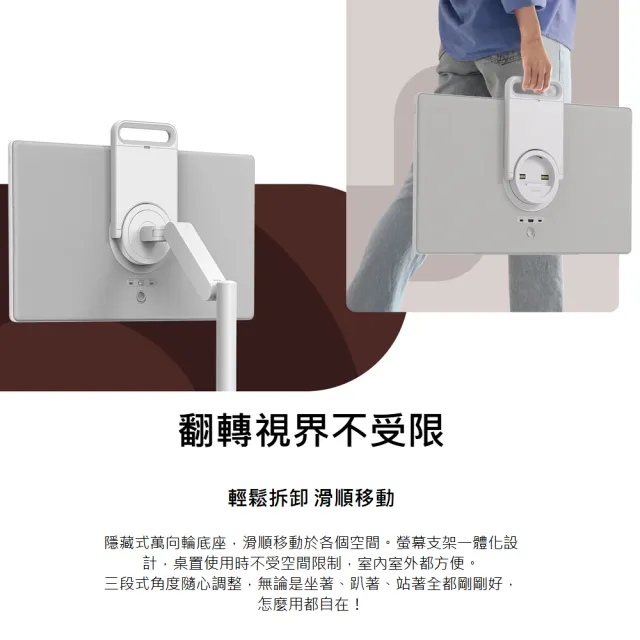 【Samsung 三星】27型 小星機 The Movingstyle 移動+觸控智慧顯示器(UA27LSM7FAXXZW)