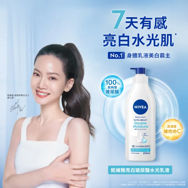 【NIVEA 妮維雅】妮維雅亮白玻尿酸水光乳液350mlx2入(身體乳/美白)