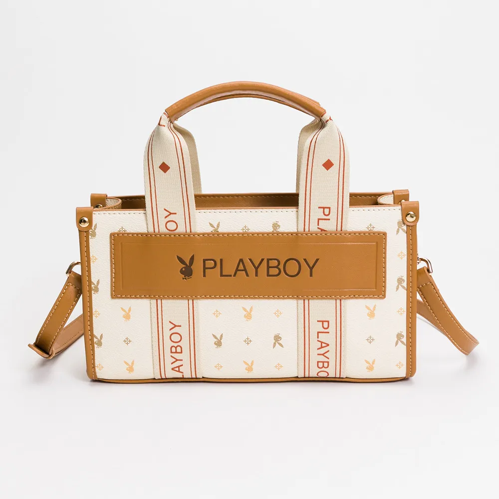 【PLAYBOY】手提包附長背帶 Dynamic系列(米色)