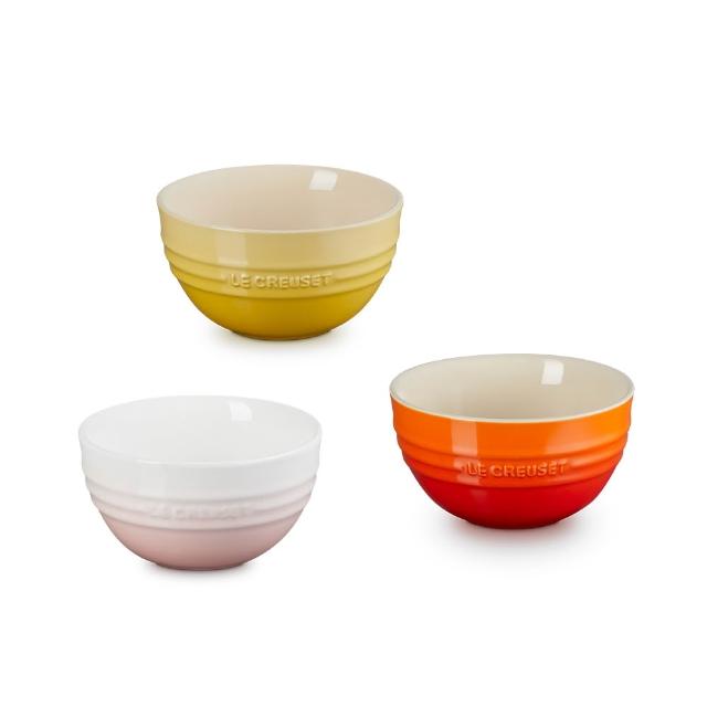 【Le Creuset】瓷器韓式飯碗350ml(溫桲黃/火焰橘/淡粉紅 3色選1)