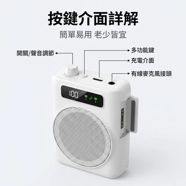 【RTAKO】無線領夾麥克風 教學麥克風 附雙麥 教師授課/市場叫賣專用  領夾麥克風 無線擴音器 麥克風 擴音器