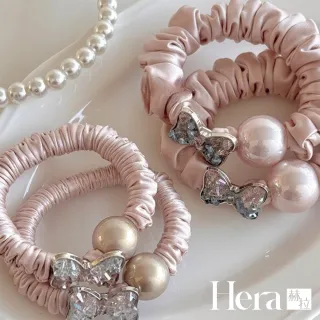 【HERA 赫拉】高級感粉紅滿鑽珍珠髮圈兩入組 H115080303(滿鑽 珍珠 髮圈 兩入組)