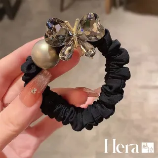 【HERA 赫拉】仙氣玫瑰花閃鑽蝴蝶大腸髮圈兩入組 H115080301(玫瑰花 蝴蝶大 腸髮圈 兩入組)