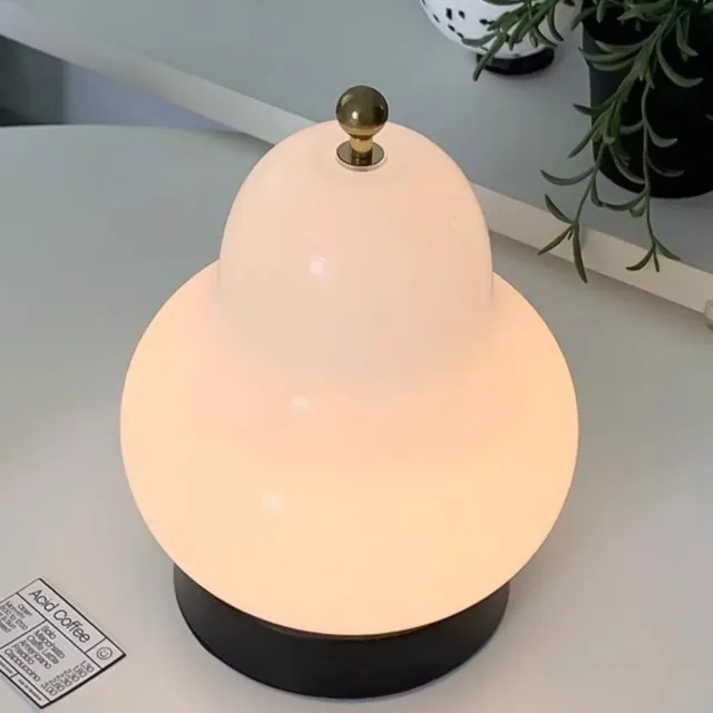 奶油梨形玻璃檯燈 梨子伴睡燈 充電式無線小夜燈 觸控燈 復古氛圍燈 臥室床頭燈 起夜燈 裝飾桌燈