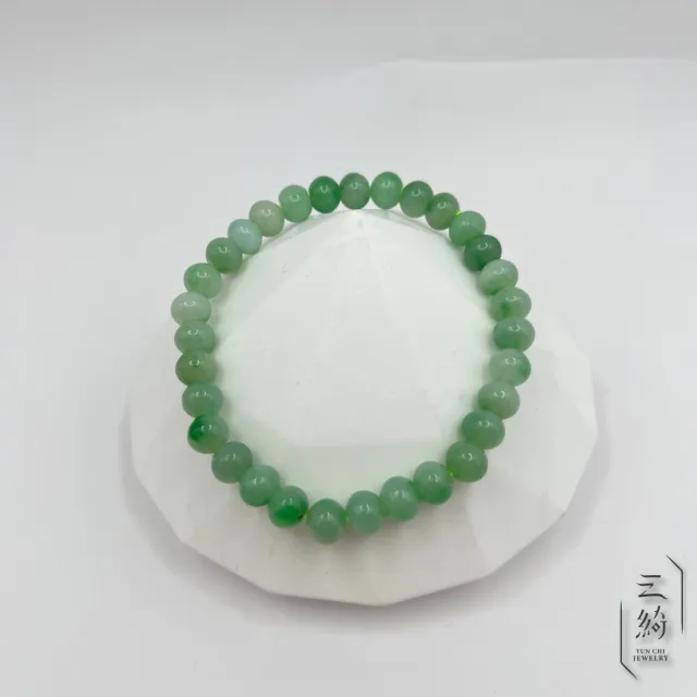 云綺珠寶 YUN CHI 天然緬甸A貨翡翠。冰種 陽綠 飄花 圓珠 手串 7mm