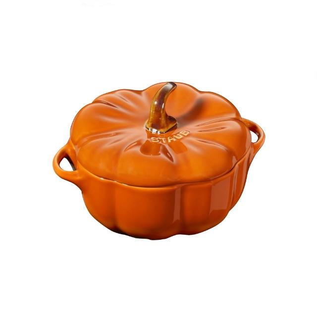 【STAUB】南瓜造型烤盅陶缽16cm含把手/12.8cm不含把手-肉桂黃/0.47L(德國雙人牌集團官方直營)
