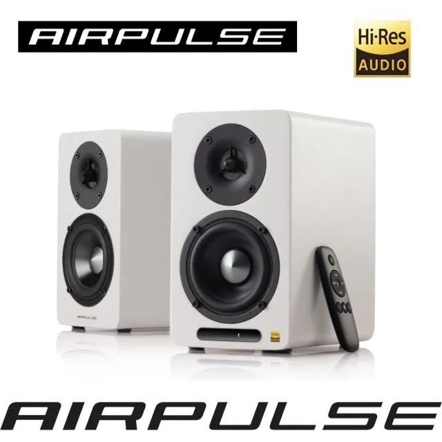 【AIRPULSE】A60 主動式藍牙喇叭 白色（電視電腦喇叭｜書架喇叭｜Hi-Res音質認證｜Sub out 重低音輸出）