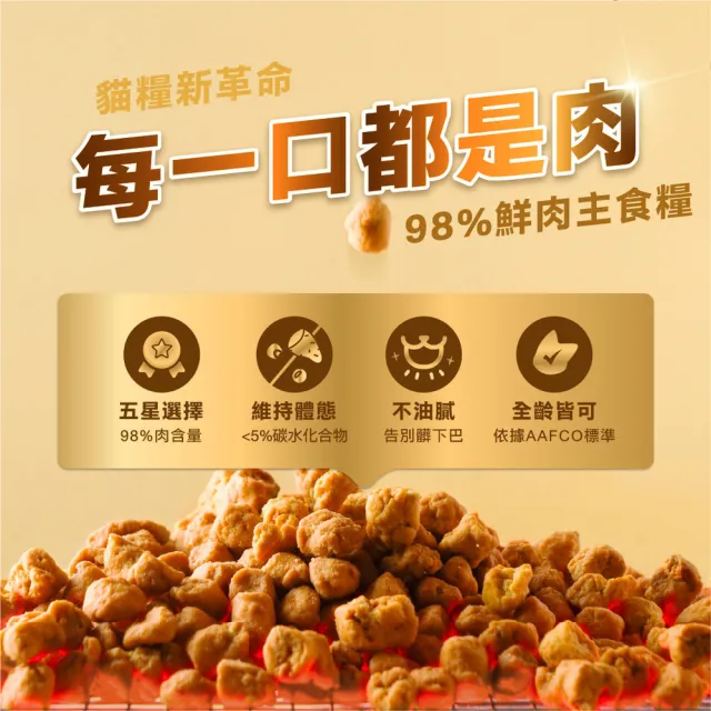 【怪獸部落】98%慢烘乾燥鮮肉主食糧800g(貓咪主食/貓糧/貓飼料/乾糧)
