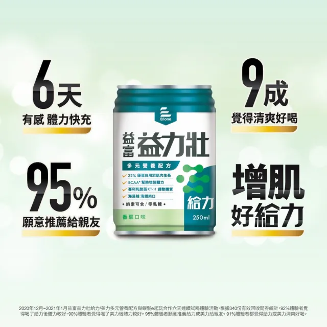 【益富】益力壯給力 多元營養配方-香草口味 250ml*24入(成人營養品、優蛋白增肌、乳酸菌KT-11、周華健代言)