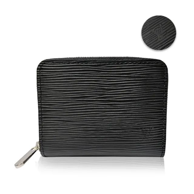 【Louis Vuitton 路易威登】M60152 經典EPI水波紋壓紋皮革拉鍊錢包短夾(黑色)
